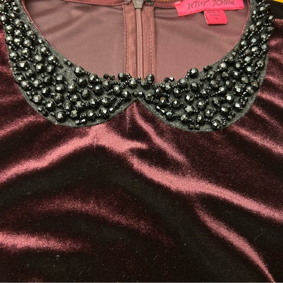 VTG BETSEY JOHNSON Velvet Embellished Peter Pan Collar Dress Size 6 - Picture 15 of 15